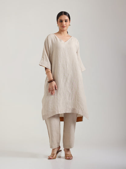 High Low Nautral - Kurta Set