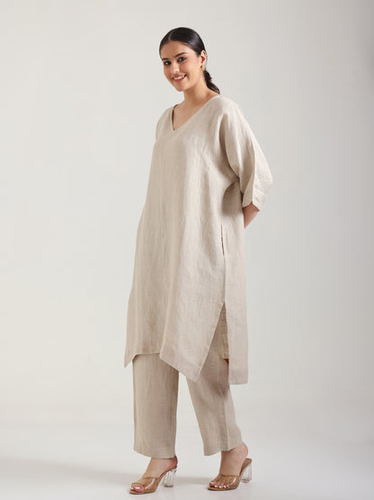 High Low Nautral - Kurta Set