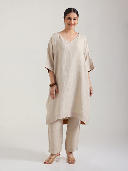 High Low Nautral - Kurta Set