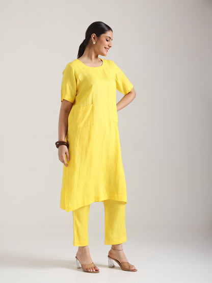 Naturally Canary Linen Kurta Set