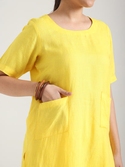 Naturally Canary Linen Kurta Set