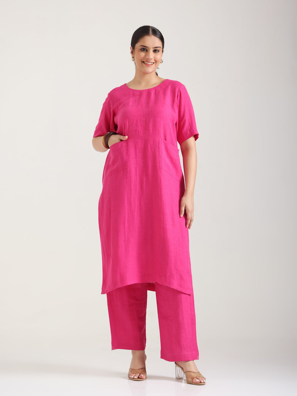 Naturally Pink Linen Kurta Set