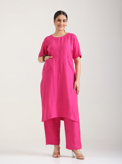 Naturally Pink Linen Kurta Set