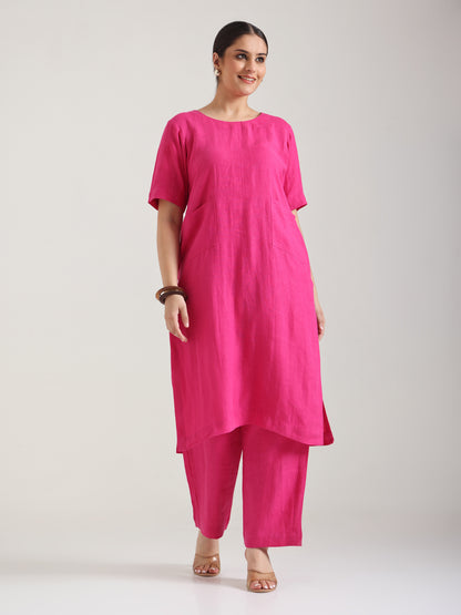 Naturally Pink Linen Kurta Set