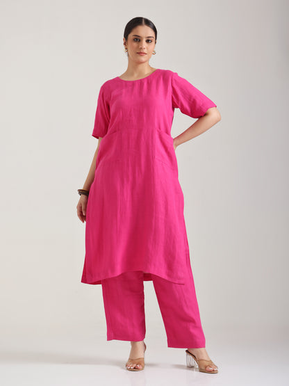 Naturally Pink Linen Kurta Set