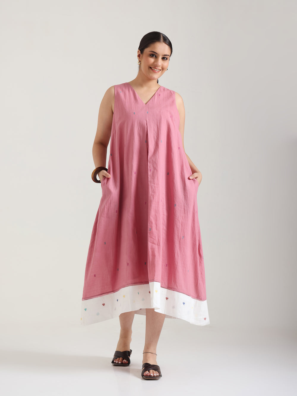 Dusty Pink - Katha Jamdani Sleeveless