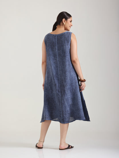 Blue - Linen Gauge Dress