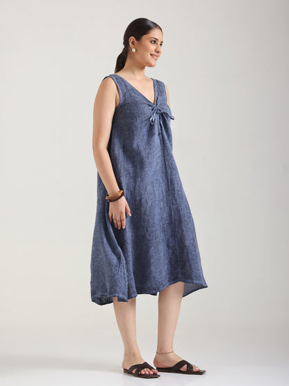 Blue - Linen Gauge Dress