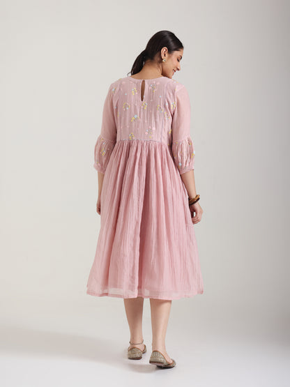 Nude Pink - Mul Chanderi Dress