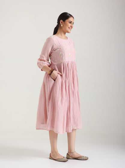 Nude Pink - Mul Chanderi Dress