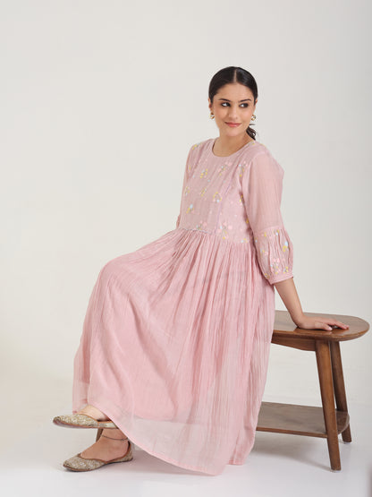 Nude Pink - Mul Chanderi Dress