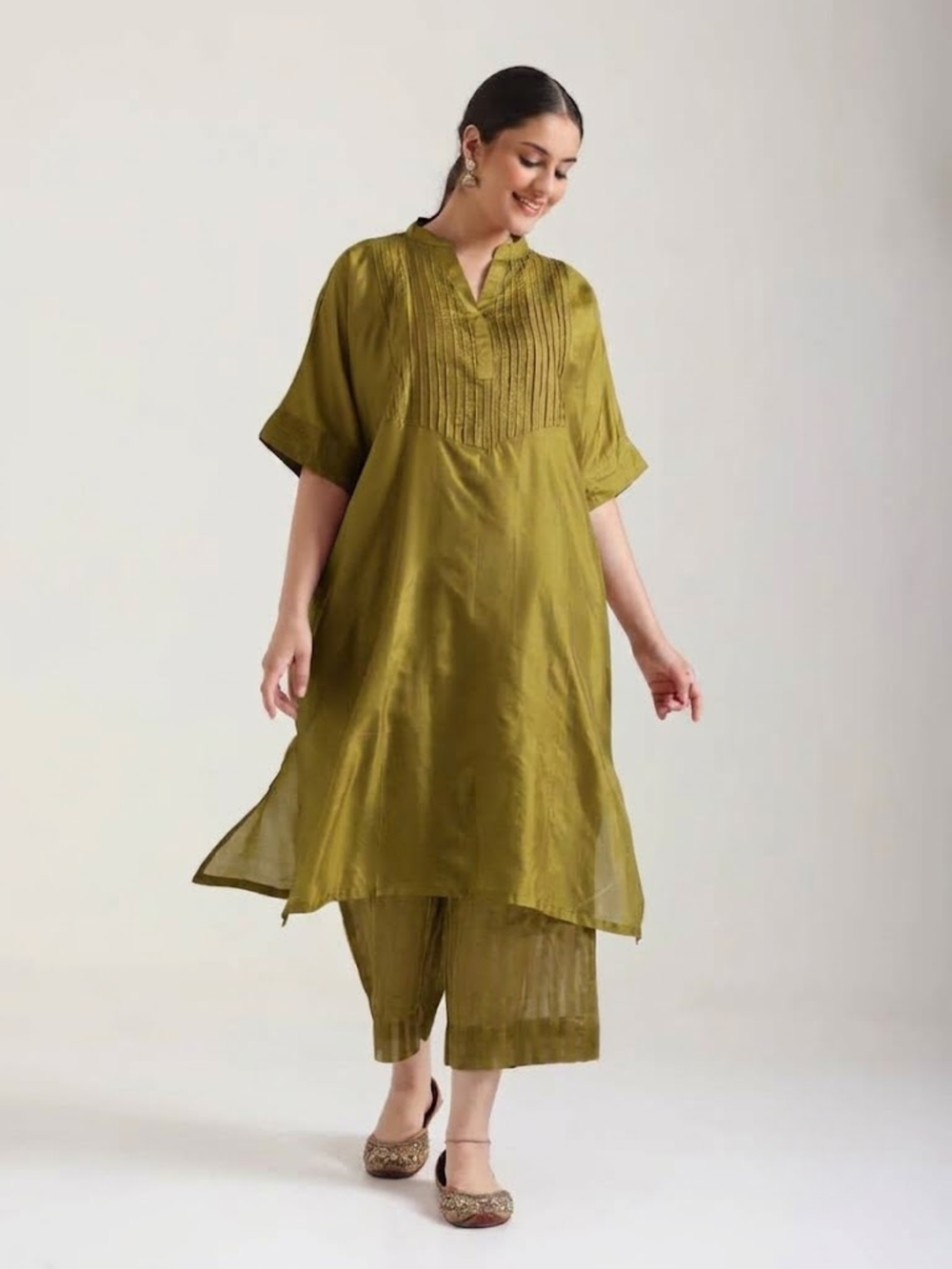 Mehndi Green - Soft Silk Kurta Set