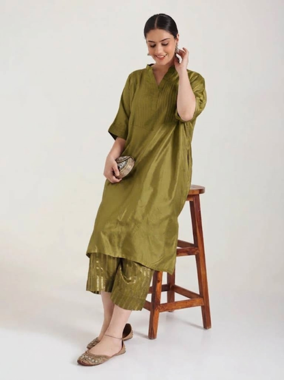 Mehndi Green - Soft Silk Kurta Set
