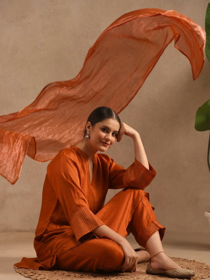 Burnt Orange Embellishment - Silk Set